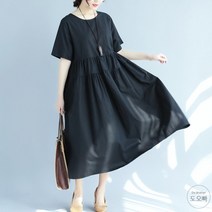 도오빠 여성 원피스 롱 맥시 린넨 플러스사이즈 데일리 편안한 외출복 40대 50대 60대 미시 편안한 시원한 여자 여름의류