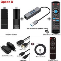 WESOPRO 리눅스 OS TV 스틱 휴대용 스트리밍 미디어 플레이어 4K 미니 동글 24GHz 50GHz 얼드와이파이 1GB RAM 8GB R, 04 Option D_02 Eu 플러그