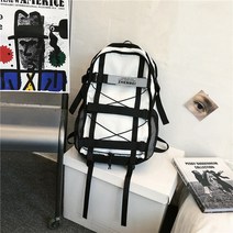 백팩 남성 트렌드 ins 여 슈퍼히트 보드 백팩 개성 대용량 카고 책가방 반사광, 화이트 트럼펫