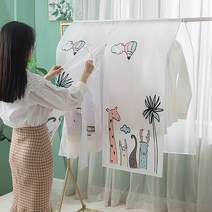 1+1 대형사이즈 고급재질 행거덮개 행거 커버 옷가리개 드레스룸 의류 정리 커버 가리개 2style, 무지반투명