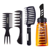 남자의 특별한 복고풍 오일 머리 빗 솜털 모양 큰 다시 질감 고정 관념 빗 스타일링 빗 큰 치아 갈비 빗, 곡선 빗 검정 + 회색 인서트 + 긴 섹션 +