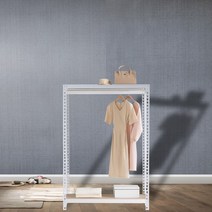 드레스룸행거 시스템옷장 선반2단 행거1봉 600 x 400 x 1500, 블랙