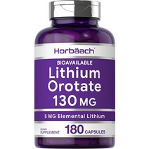 리튬 오토 테이트 130mg 180 캡슐 비 GMG 글루텐 무료 5mg 생체 이용 가능한 원소 리튬 호바흐, 180정