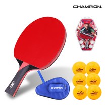 참피온 탁구라켓 PRO-S (쉐이크) + 케이스RC30 + 오로라 탁구공 6입