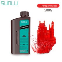 SUNLU 405nm UV 수지 표준 500G 고정밀 경화 액체 인쇄 재료 LCD 3D 프린터 Pn Mono 광자 모노, [06] Translucent Red, 06 Translucent Red