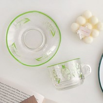 cocooning 레트로 빈티지 Flower 투명 찻잔 커피잔, 은방울(그린)