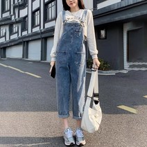 봄가을 임산부 멜빵바지 데님 멜빵바지 패션 캐주얼 코디