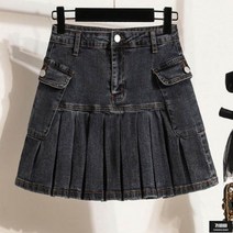 가바바 여성 빅사이즈 미니스커트 다크데님 투 버튼 플리스미니스커트 5XL까지 G68248
