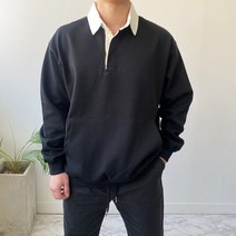 헤비코튼 오버핏 카라 배색 포켓 맨투맨 3color