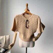 유닉심플 데일리한 케이블패턴의 반팔니트 G944 애블데이꽈반팔