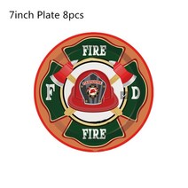 이사박스 택배 이삿짐 종이 소방차 사탕 상자 스티커 선물 가방 소방관 테마 파티 호의 어린이 생일 축하 베이비 샤워 장식, [03] 7inch Plate 8pcs