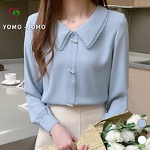 여성 카라넥 레이스 러블리 가을 빅사이즈 긴팔 블라우스 YJS692
