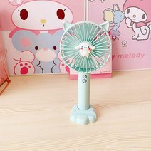 4엽 USB충전식 핸디팬 무드등 겸용 쿠로미 헬로키티 마이멜로디 시나모롤 폼폼푸린 페이스 캐릭터 무선 미니선풍기 휴대용 폰거치대 스탠드겸용 저소음 선물용 캠핑 등산용, 색상4번-시나모롤, 핸드팬 무드등 겸용