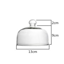 디저트 케이크 베이커리 과일 투명 원형 유리 돔커버 보관 덮개, 지름 13cm 높이11cm