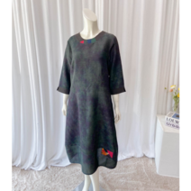 여성 풍기인견 고급 천연염색 항아리 조각패치 인견원피스