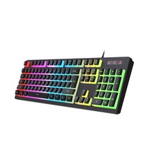 USB 유선 기계식 게임용 키보드 컴퓨터용 RGB 조명 멀티미디어 컨트롤, 검은색, 44cmx14cmx3.7cm, ABS 플라스틱, 일반형
