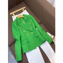 트위드 자켓 노카라 모직 봄 6 월 입술 더스티 핑크 퍼플 그린 블루 블랙 화이트 레드 오렌지 핫 더블 브레스트 블레 이저 여성 패션