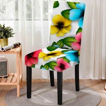카페 의자 업소용 고급 체어 스터디 새로운 디자인 탄성 식당 의자 스트레치 꽃 인쇄 슬립 시트 주방 홈 호, 02 OQYFCC126_01 Universal Size