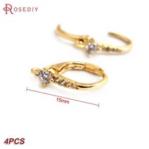 주얼리DIY세트 주얼리메이커 고급케이스 24K 골드 컬러 황동 및 지르콘 라운드 타원형 모양 루프 귀걸이 후크 보석 만들기 용품 결과 액세서리