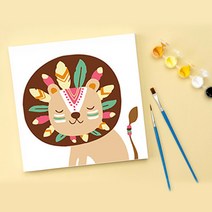 유화 그리기 세트 DIY 그림 어린이 인디언 동물 색칠 놀이 공부 색감 캔버스 액자 만들기, 액자(깃털핑크부엉이)+스티커제공