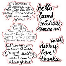 Merry Christmas Sentiments Sayings Greetings Phrase Stamp Rubber Clear Stamp/Seal Scrapbook/Photo Al, 1