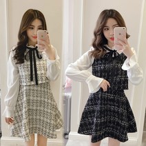 쉬폰 플레어 원피스 트위드 여성 결혼식CP2401