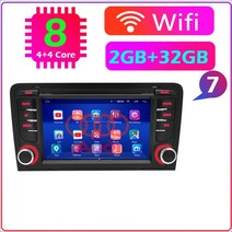 캠핑카TV 뒷좌석모니터 자동차 안드로이드 라디오 멀티미디어 플레이어 아우디 A3 2003 8P 도어 2din, 07 8C 2G-32G