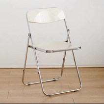 망홍 ins 투명 접이식 의자 옷가게 사진 의자 밀크티 카페 심플한 의자 아크릴 의자, 은테-화이트, 1개