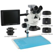 주사전자현미경 비파괴 수질 검사 오염도측정기 7X-45X 줌 Trinocular Simul 초점 스테레오 1080P HDMI USB VGA 디지털 산업 카메라, 6.36MP 4K Set