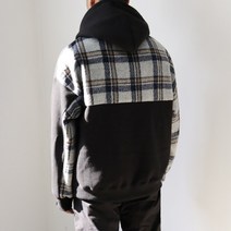 [노멀쉐이크] 남자 오버핏 후드티 하워드 체크 배색 남녀공용 기모 중학생 고등학생 교복 후드 맨투맨