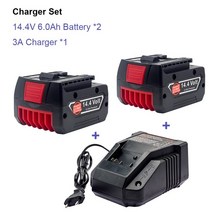 드릴호환충전기 보쉬 고속 대용량 전동 공구용 14.4V 6.0Ah 충전식 배터리 BAT614G 교체용 6000mah 18650 리튬 이온 충전기 세트 포함, [03] 3pcs 6.0Ah