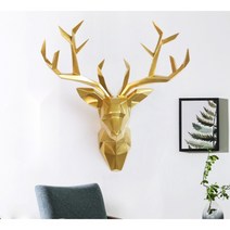 인테리어 헌팅트로피 사슴뿔 머리 벽걸이 벽장식, 화이트골드