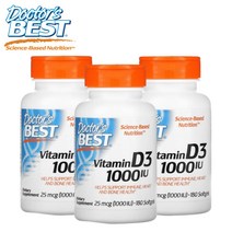 (2+1) 닥터스베스트 비타민D3 1000IU 콜레칼시페롤 Non GMO 180소프트젤 2팩