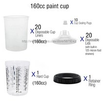 20 피스 페인트컵 스프레이건 페인트 믹싱 컵 탱크 미세탱크 165/400/600/800ml 일회용 H/O 퀵컵, [01] 160cc whole set