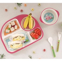 5p 내열용기 이유식 그릇 4칸 유아식판 풀세트 3세 돌