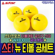 스타스포츠 티볼 뉴스포츠 티볼공 네트 폴대 글러브 배트 베이스 타격 연습 학교 체육 뉴 세트, 14. 스타 뉴 티볼 공세트 4개입 (WXB3000), 4개