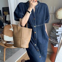 아리엘스타일 센스있는 캐주얼룩 클리온데님원피스