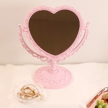 핑크 하트 스탠드 거울 2color 예쁜 스탠딩 공주 탁상용 화장