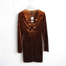 체크원피스 Forever21 21 B-10-2-1-1스트랩 V금을 받다 벨벳 긴팔원피스 143284