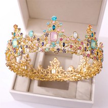왕관 세련된 고급진 생일 Mamojko Baroque 여왕 신부 여성 크리스탈 웨딩 모자를 쓰고 있죠 티아라 헤어 액세서리 비쥬, 07 zxc84gold