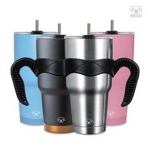 대용량텀블러세트(뚜껑+손잡이+스텐레스빨대) 900ml, 핑크