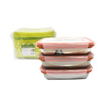 ixypyrd 85095 반찬통 스텐락사각찬합3단중 스텐용기 도시락통 밀폐용기 사각찬합, 단품, 1개