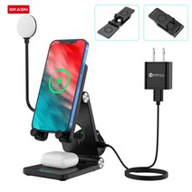 [한정이벤트]EKASN 4IN1 15W 다기능 고속 무선 충전기 셀카조명 생방송 라이브전용 아이폰 갤럭시 에어팟 워치 충전기 CD-001