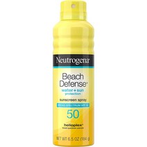 Neutrogena 비치 디펜스 선크림 스프레이 SPF 50 속건성 방수 자외선 차단 옥시벤존 프 184g 1개, 2개