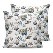 조개 쿠션 핑크벨벳 방석 쇼파 대형 야외 방수 베갯잇 오션 비치 우드 그레인 불가사리 쉘 소파 케이스 장식 베개 커버 2 개 4, [09] 45 x 45cm x 4, [02] WHH04344