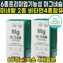 식약청 인정 산화 마그네슘 마그슘 마그네시움 마그네슝 제제 신경 운동 근육 영양제 비타민 B1 B6 B12 캡슐 남성 여성 식약처 인증, 60정 X 2박스 + 알약케이스