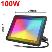 LED 반사경 RGB 스마트 투광 조명 야외 스포트라이트 30W 50W 100W 방수 220V 따뜻한 시원한 Tuya WIFI 제어, 100W 220V