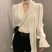 블라우스3종 하늘색 꼬임 무늬블라우스 드레스셔츠 자수레이스블라우스 오버사이즈셔츠 올리브색셔츠