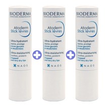 바이오더마 아토덤 스틱레브르 립밤 4g, 3개, 4ml, 라즈베리향