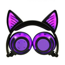 LINX 블루투스 이어폰 고양이헤드셋 유튜브장비 개인방송장비, 퍼플